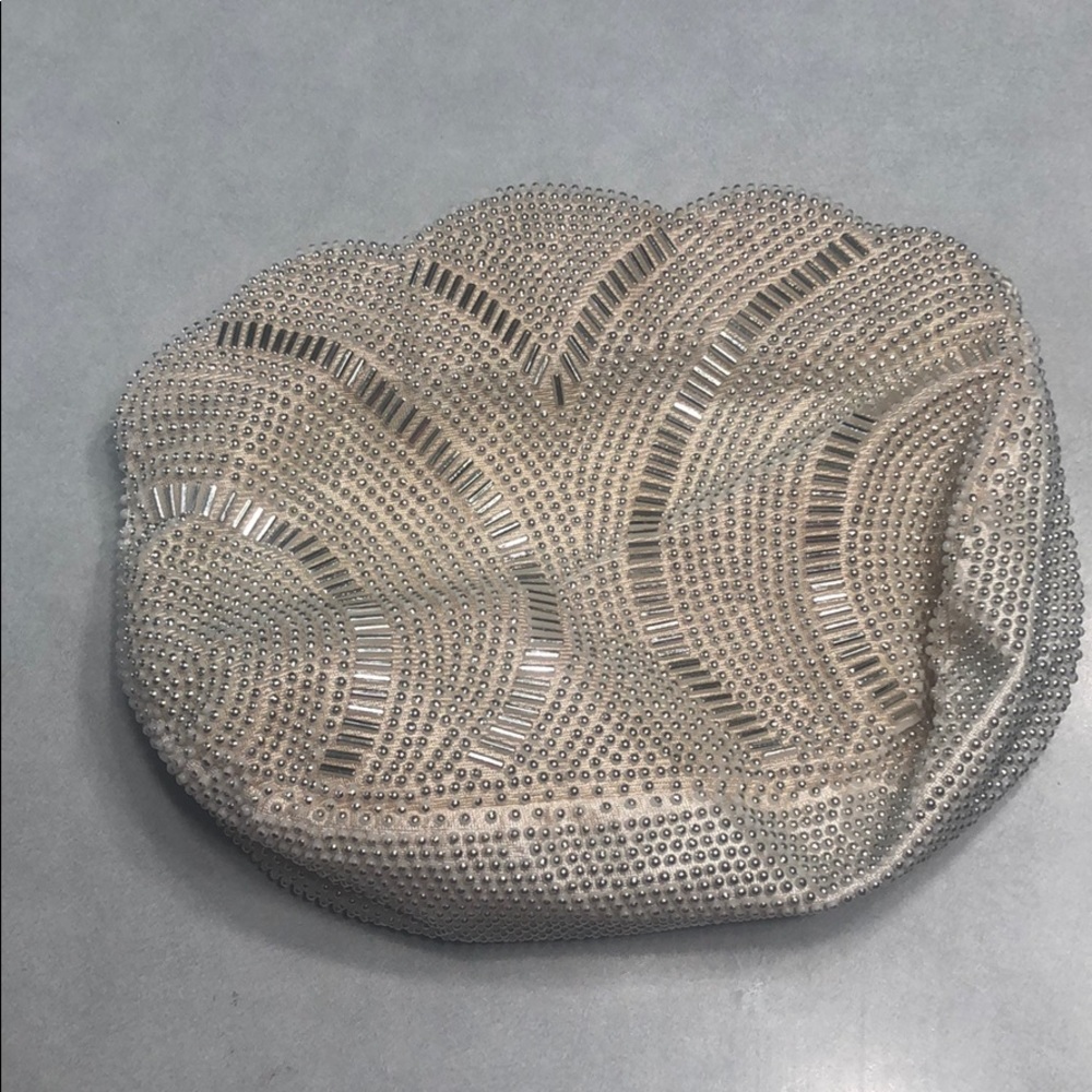 Sequin eggshell handbag